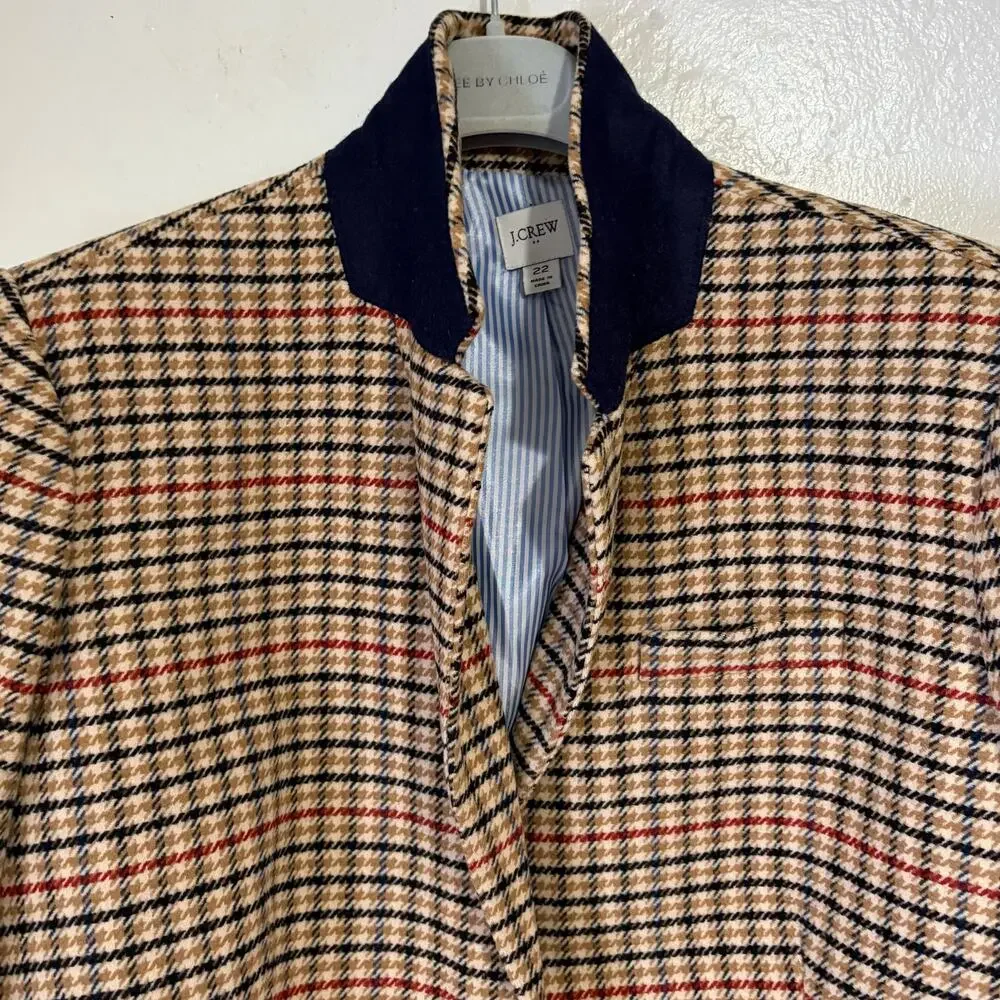 J.CREW NWOT Herringbone Wool Blend Schoolboy Blazer in Light Khaki Size 22
